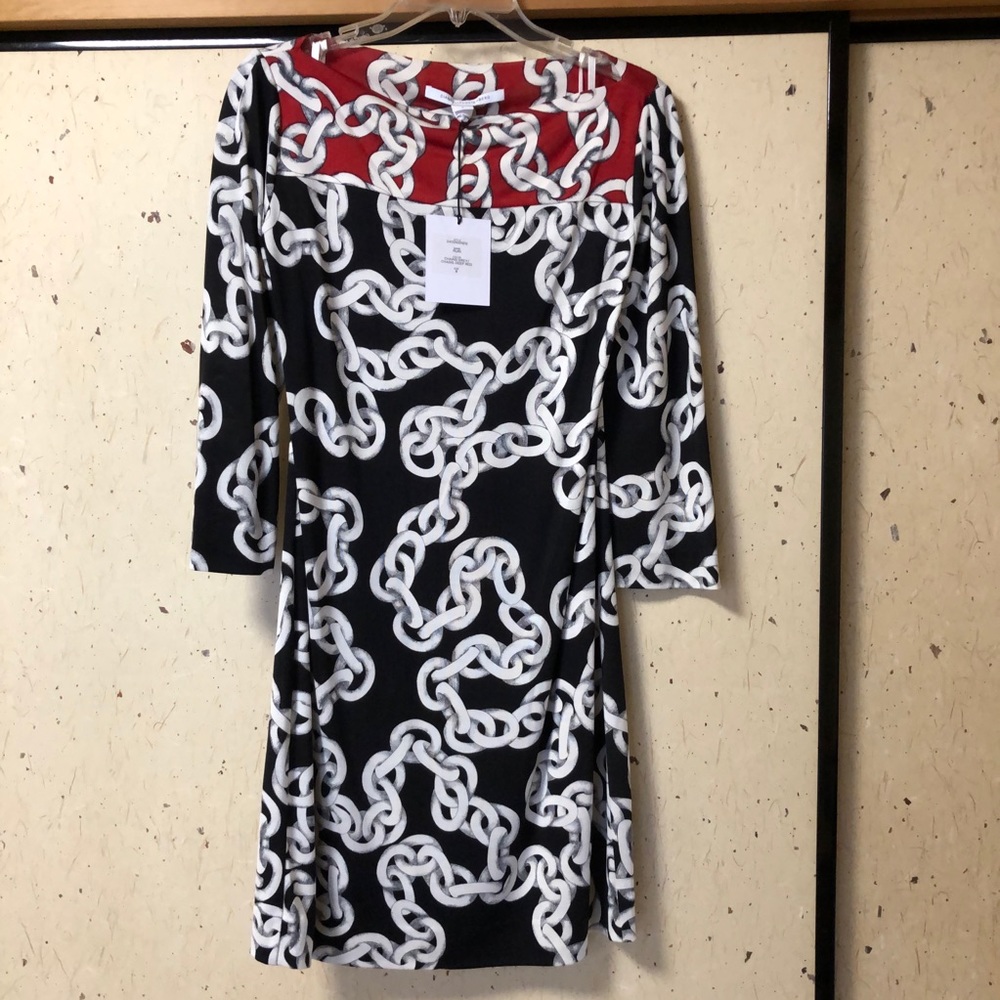 NWT DVF Ruri Dress Black/Red/White Mini